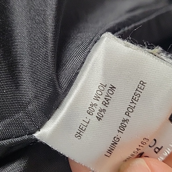 Calvin Klein double breasted black white houndstooth pea coat size 14 - Picture 7 of 8